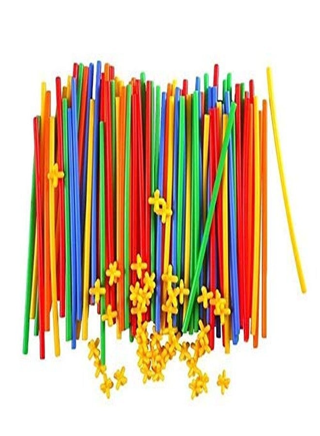 PULSBERY Unbreakable Pipe Straw Stick Building Block Educational Assembly Toy for Kids (Multicolor, 90+ Piece) - Image 5